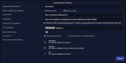 Screen capture of Manual Config authentication settings