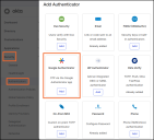 Screen capture of the "Add Authenticator" page in the Okta UI