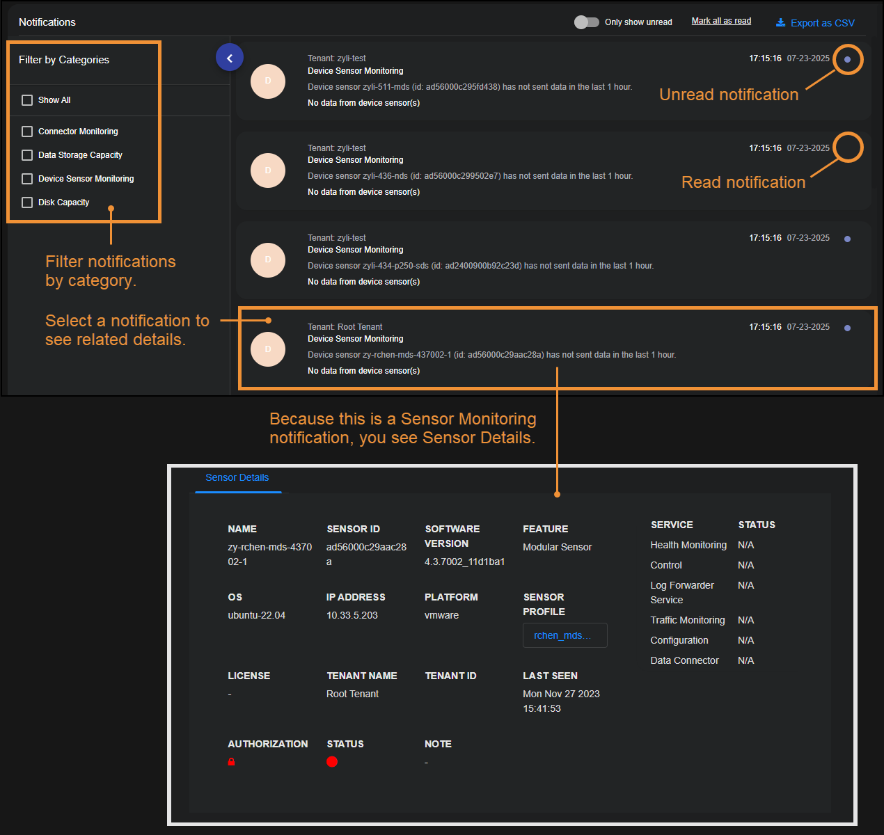 Select the image to expand and collapse it. Screen capture showing the Notifications Center