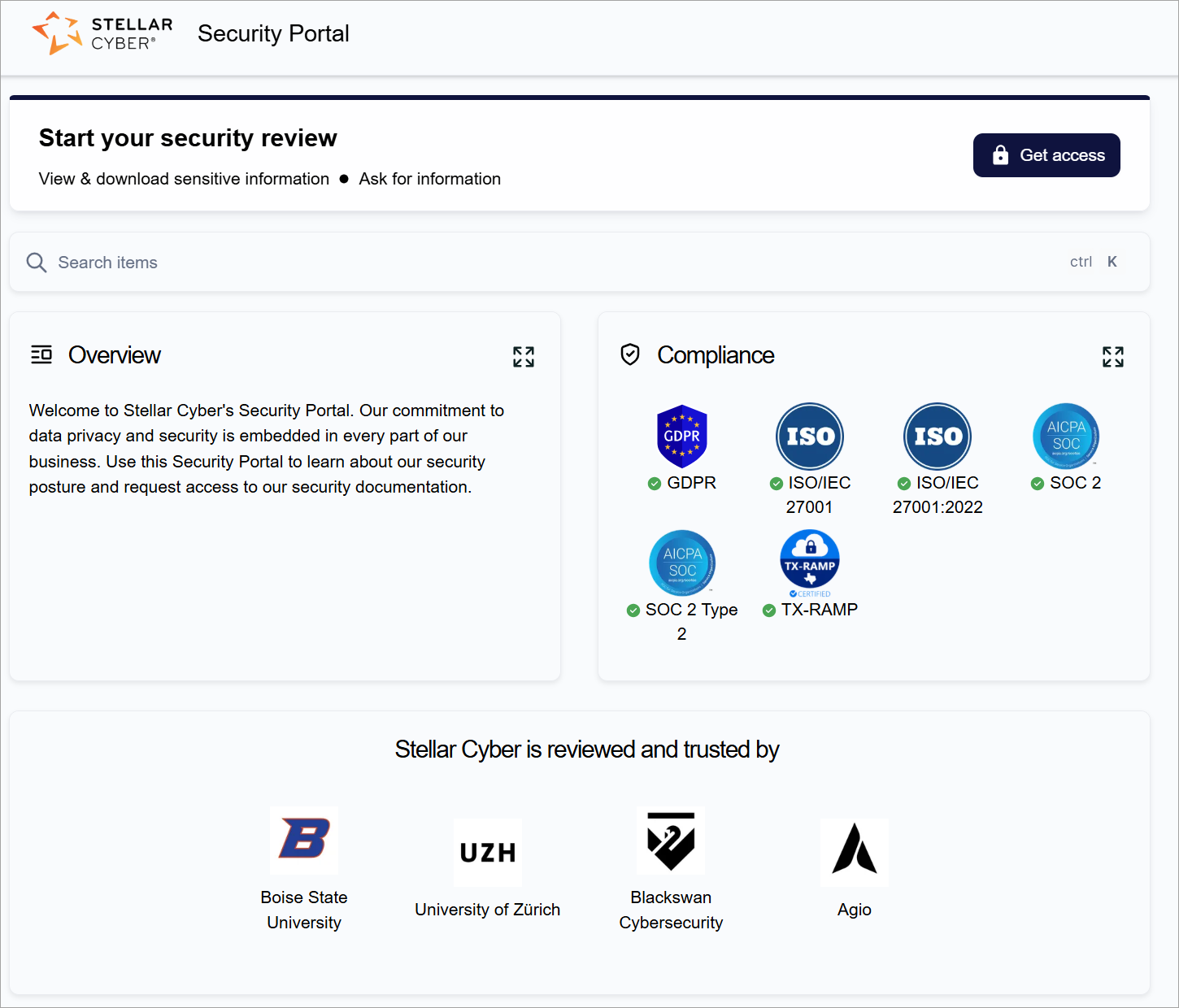 Stellar Cyber Security Portal