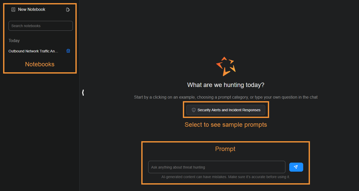 Select the image to expand and collapse it. Screen capture of the main sections on the AI Investigator page