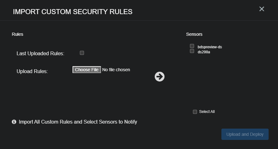 Sensor Import Security Rules