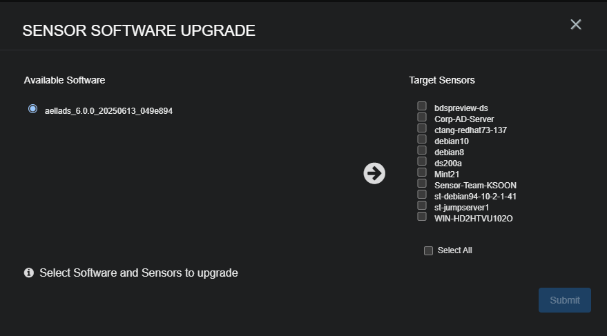 Sensor Software Upgrade