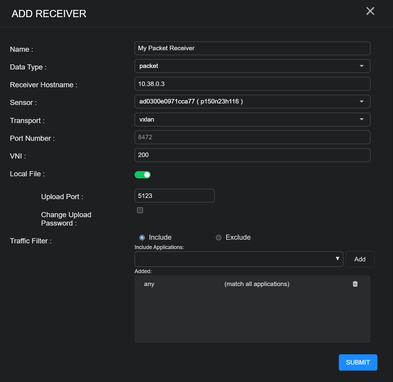 Receiver Edit Packet
