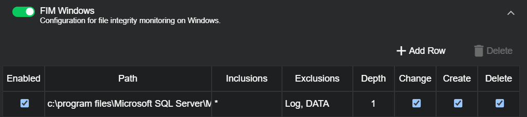 Image of FIM Windows settings