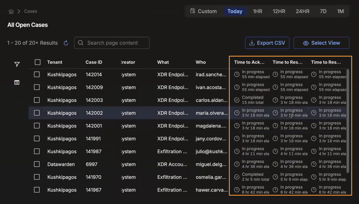 Select the image to expand and collapse it. Screen capture of case metric columns in the Cases table