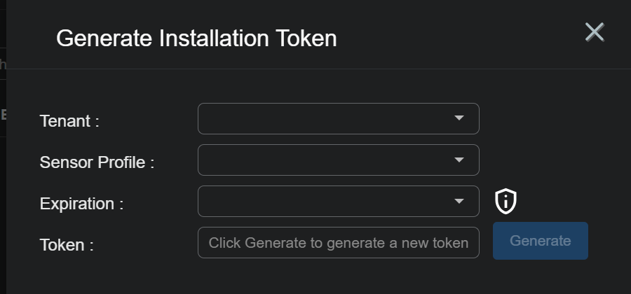 The Generate button for a sensor token Screen capture of the Generate button a sensor token