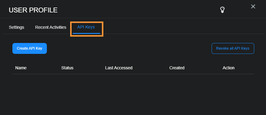 User Profile Recent Activities screen
