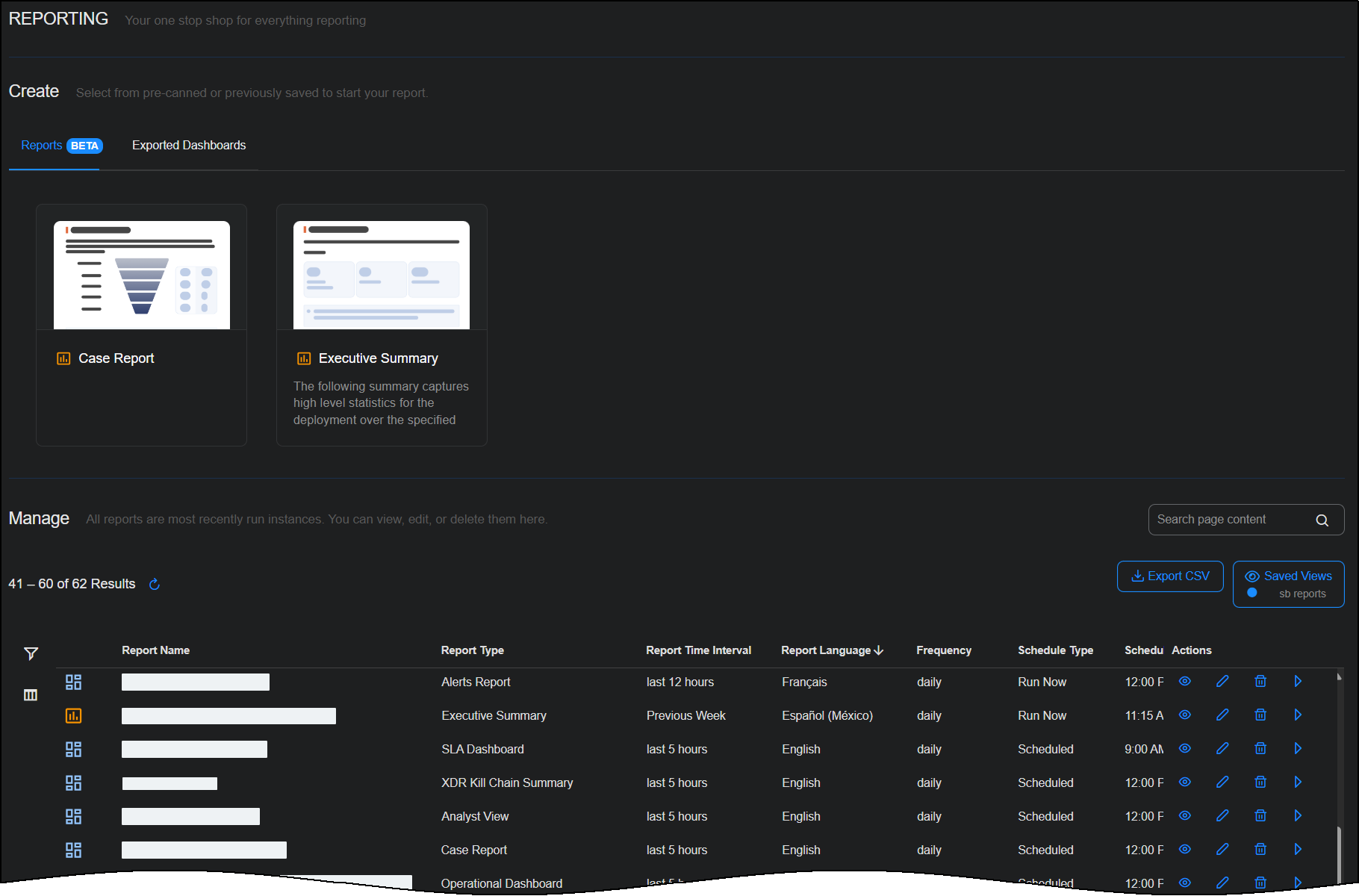 Select to expand and collapse the image. Screen capture of Respond | Reports | Reports (Beta)