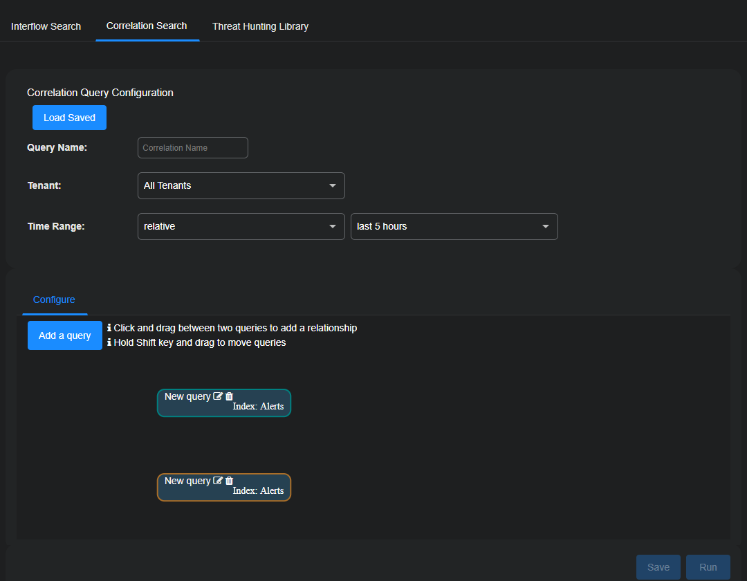 Correlation Query Configuration Screen capture of Correlation Query Configuration
