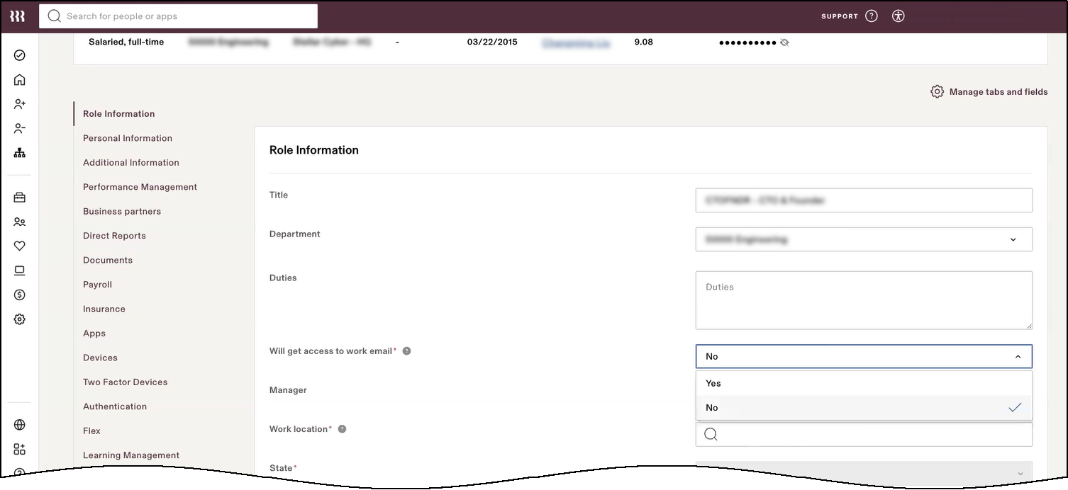 Rippling Role Information Screen capture of Rippling Role Information