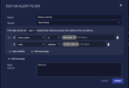 Screen capture of the "Edit an Alert Filter" panel