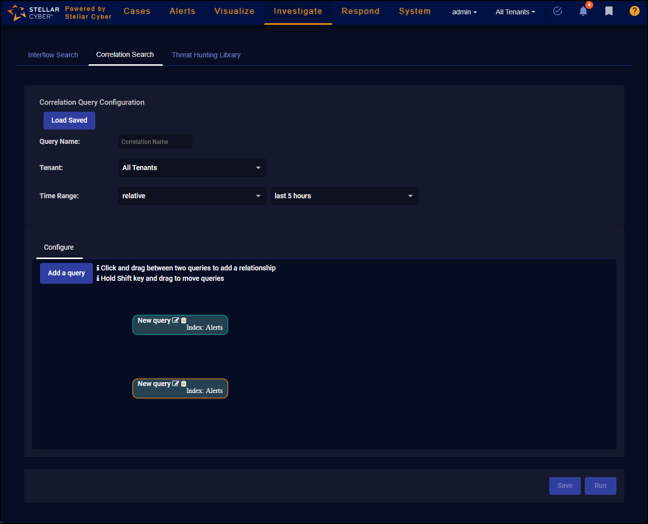 Correlation Query Configuration Screen capture of Correlation Query Configuration