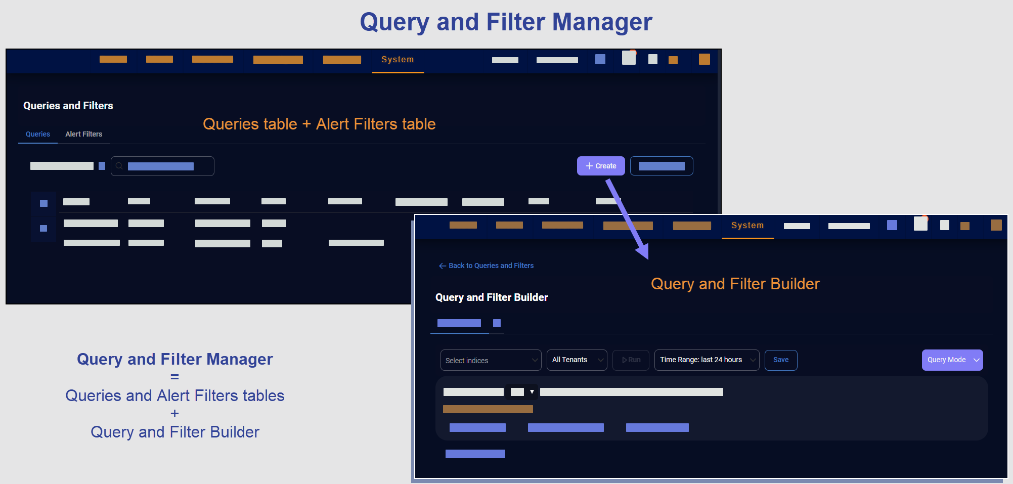 Select to enlarge the image Illustration of the Query and Filter Manager