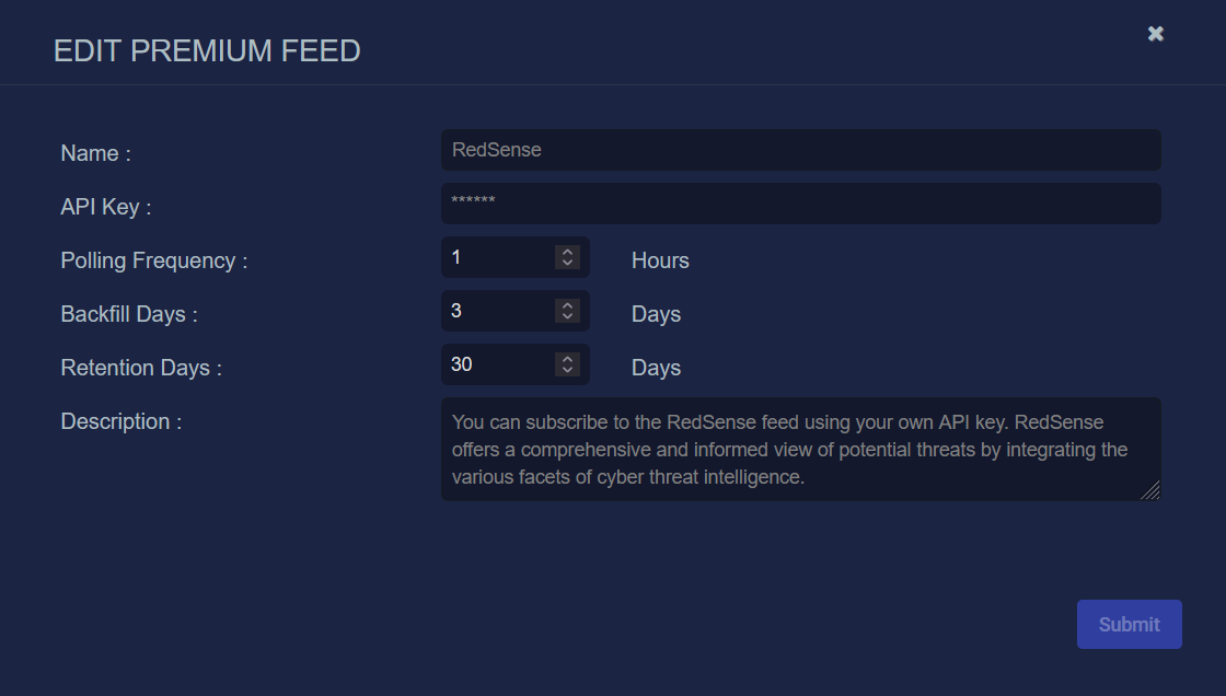 Red Using Device Feed Configuring Feeds in the Threat Intelligence Platform