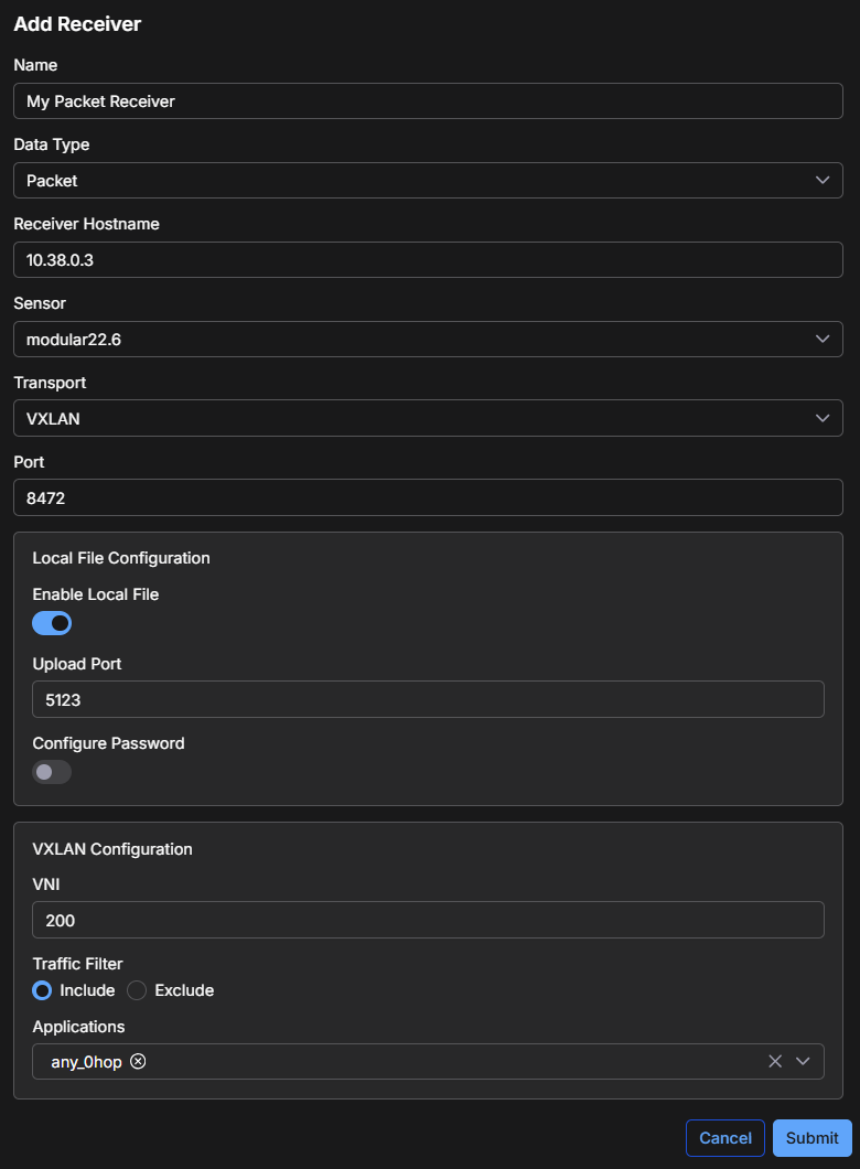 Receiver Edit Packet