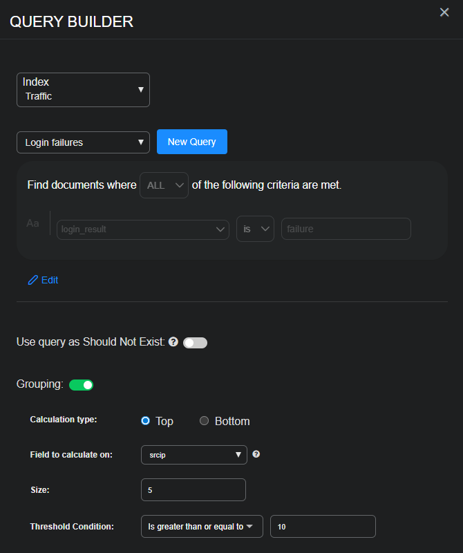 Select the image to expand and collapse it. Screen capture of the first query in the correlation query