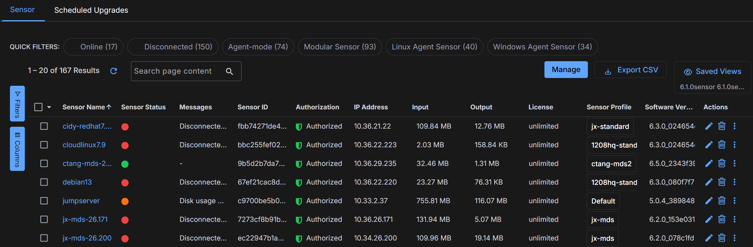 Data Sensor List
