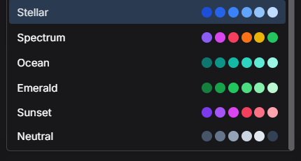 Screen capture of the Chart Colors options for reports