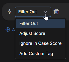 Screen capture of the Add Action drop-down list